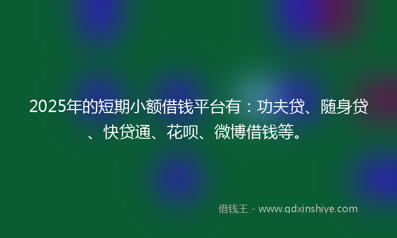 2025年的短期小额借钱平台有：功夫贷、随身贷、快贷通、花呗、微博借钱等。