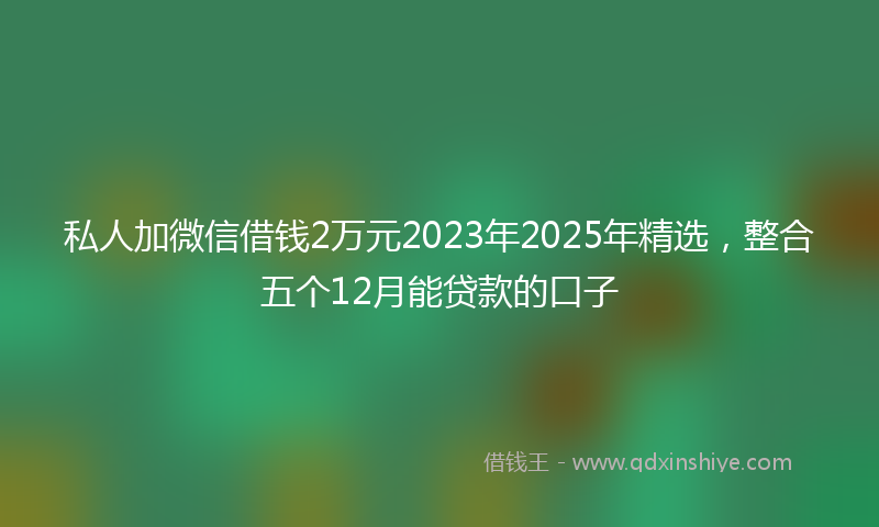 私人加微信借钱2万元2023年2025年精选，整合五个12月能贷款的口子