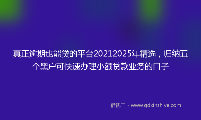 真正逾期也能贷的平台20212025年精选，归纳五个黑户可快速办理小额贷款业务的口子