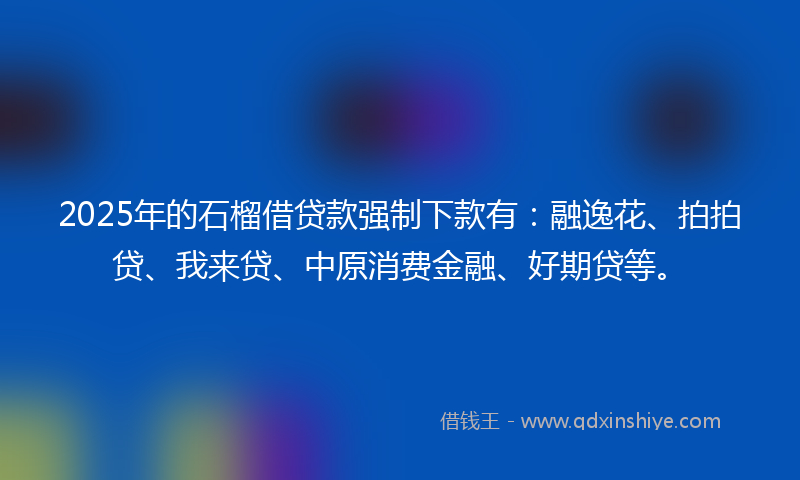 2025年的石榴借贷款强制下款有：融逸花、拍拍贷、我来贷、中原消费金融、好期贷等。