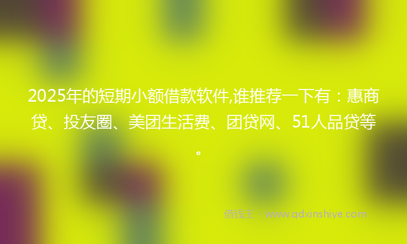 2025年的短期小额借款软件,谁推荐一下有：惠商贷、投友圈、美团生活费、团贷网、51人品贷等。