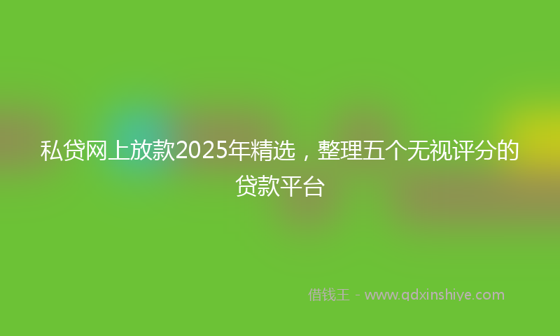 私贷网上放款2025年精选，整理五个无视评分的贷款平台