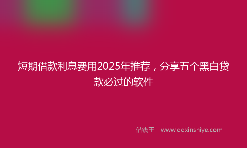 短期借款利息费用2025年推荐，分享五个黑白贷款必过的软件