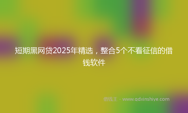 短期黑网贷2025年精选，整合5个不看征信的借钱软件
