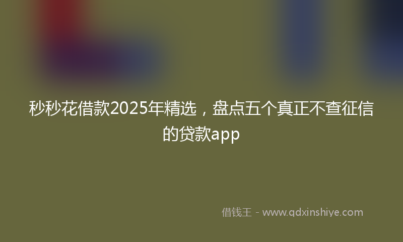秒秒花借款2025年精选，盘点五个真正不查征信的贷款app