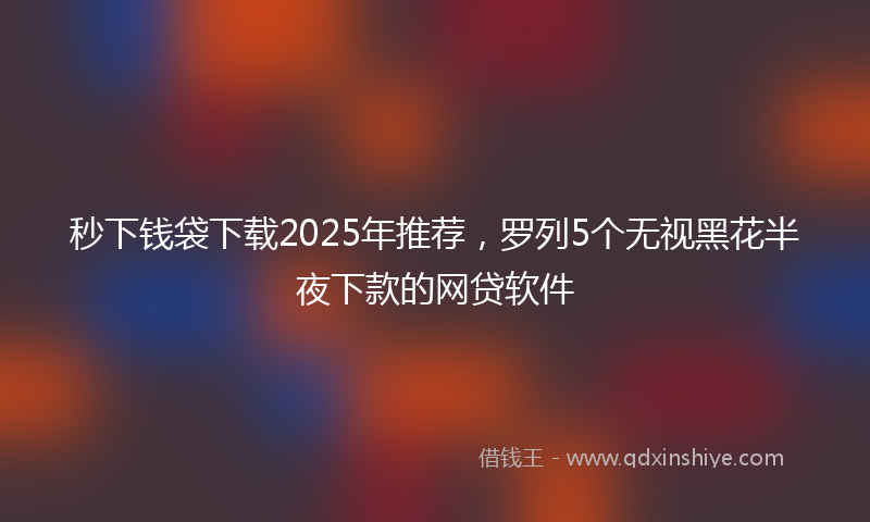秒下钱袋下载2025年推荐，罗列5个无视黑花半夜下款的网贷软件