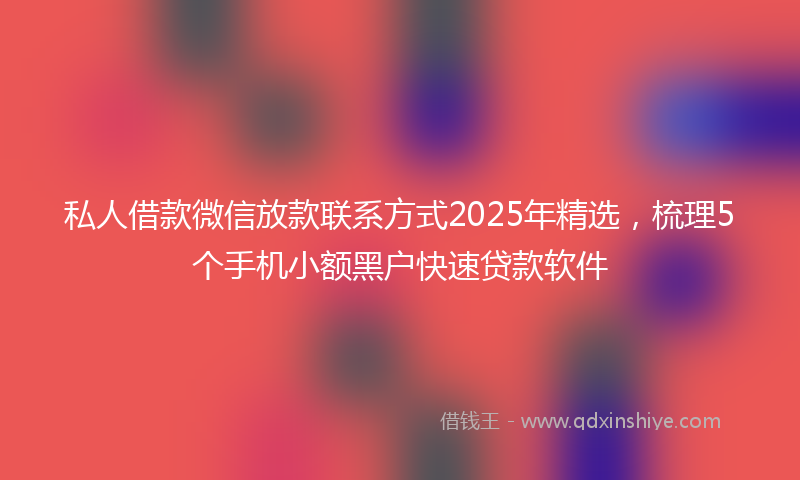 私人借款微信放款联系方式2025年精选，梳理5个手机小额黑户快速贷款软件