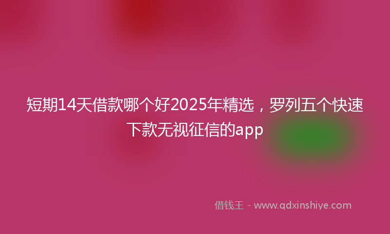短期14天借款哪个好2025年精选，罗列五个快速下款无视征信的app