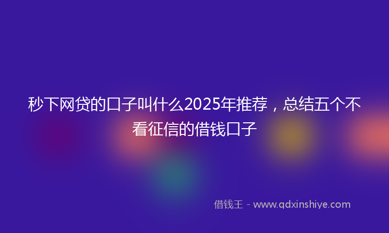 秒下网贷的口子叫什么2025年推荐，总结五个不看征信的借钱口子