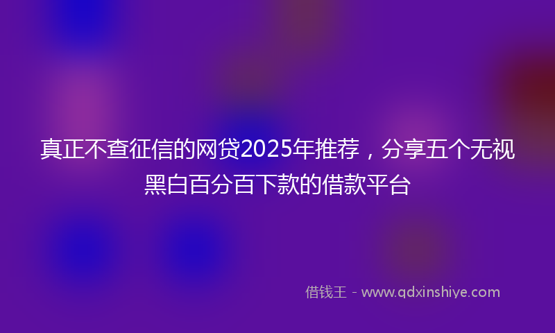 真正不查征信的网贷2025年推荐,分享五个无视黑白百分百下款的借款平台