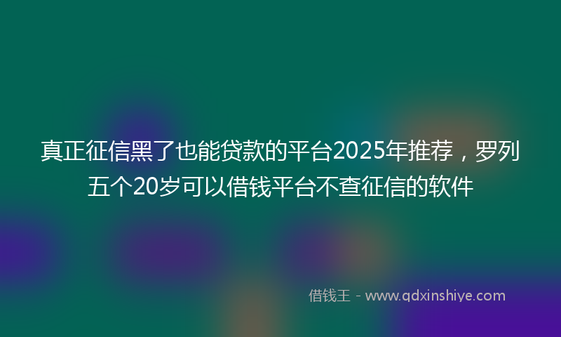 真正征信黑了也能贷款的平台2025年推荐，罗列五个20岁可以借钱平台不查征信的软件