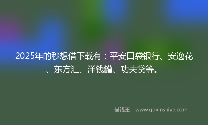 2025年的秒想借下载有：平安口袋银行、安逸花、东方汇、洋钱罐、功夫贷等。