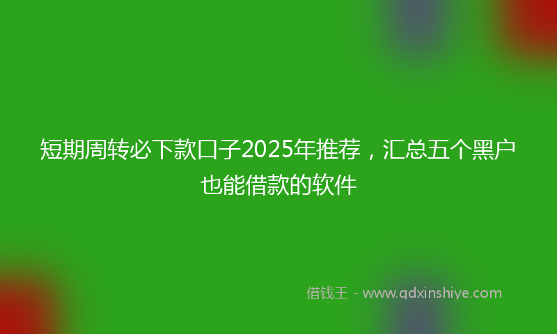 短期周转必下款口子2025年推荐，汇总五个黑户也能借款的软件
