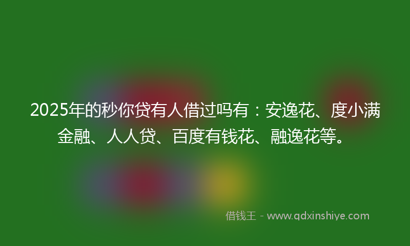 2025年的秒你贷有人借过吗有：安逸花、度小满金融、人人贷、百度有钱花、融逸花等。