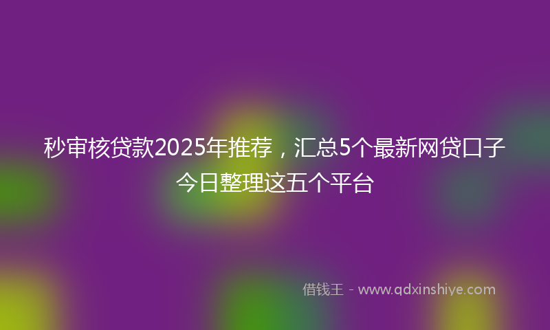 秒审核贷款2025年推荐，汇总5个最新网贷口子今日整理这五个平台