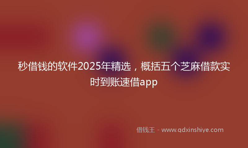秒借钱的软件2025年精选，概括五个芝麻借款实时到账速借app
