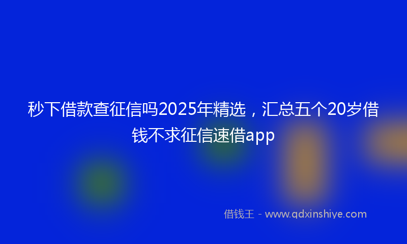 秒下借款查征信吗2025年精选，汇总五个20岁借钱不求征信速借app