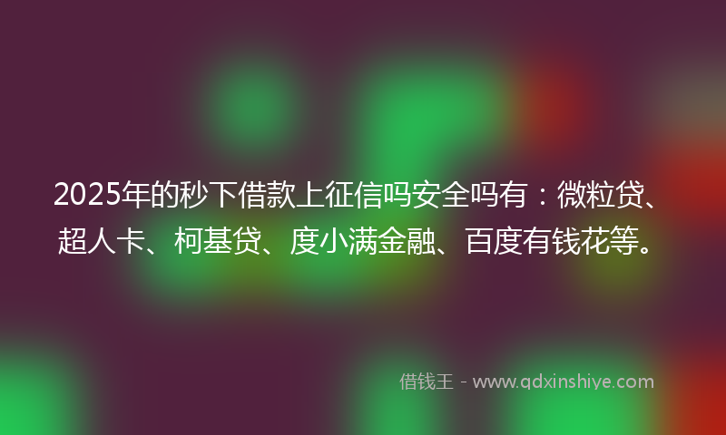 2025年的秒下借款上征信吗安全吗有：微粒贷、超人卡、柯基贷、度小满金融、百度有钱花等。