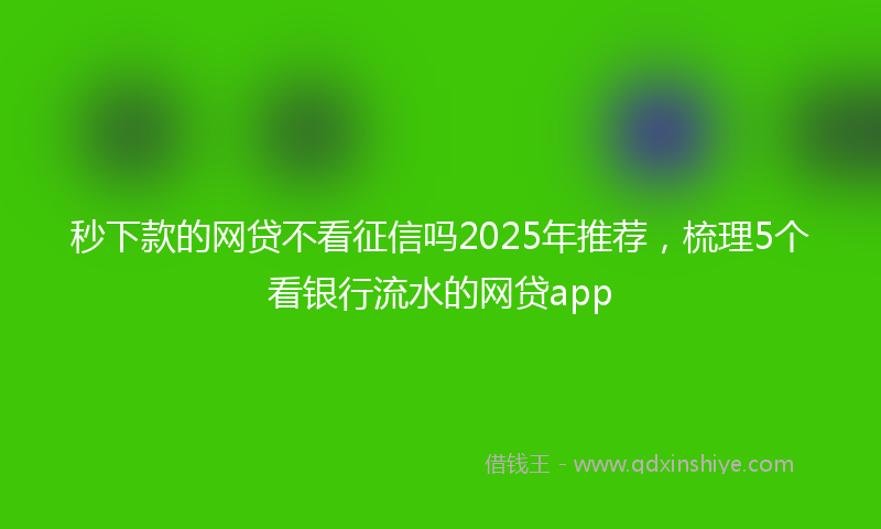 秒下款的网贷不看征信吗2025年推荐，梳理5个看银行流水的网贷app