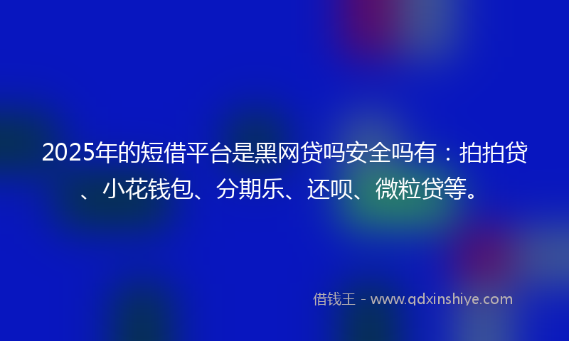 2025年的短借平台是黑网贷吗安全吗有：拍拍贷、小花钱包、分期乐、还呗、微粒贷等。