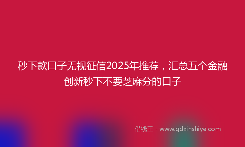 秒下款口子无视征信2025年推荐，汇总五个金融创新秒下不要芝麻分的口子