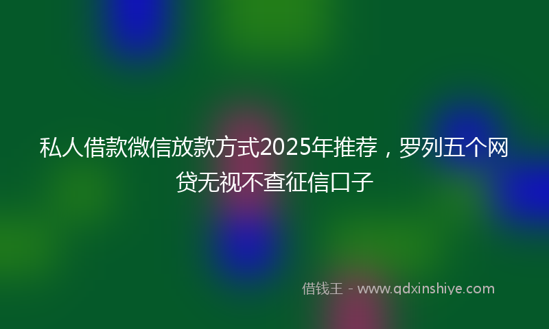 私人借款微信放款方式2025年推荐，罗列五个网贷无视不查征信口子