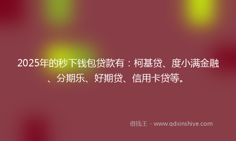 2025年的秒下钱包贷款有：柯基贷、度小满金融、分期乐、好期贷、信用卡贷等。