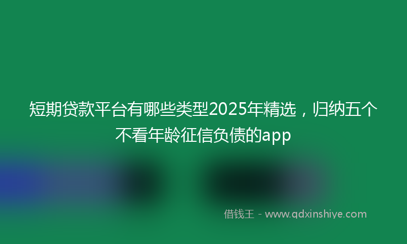 短期贷款平台有哪些类型2025年精选,归纳五个不看年龄征信负债的app