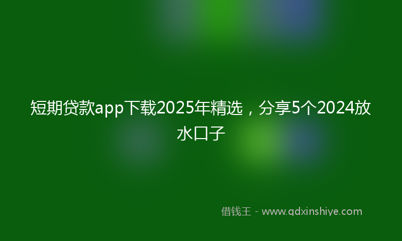 短期贷款app下载2025年精选，分享5个2024放水口子