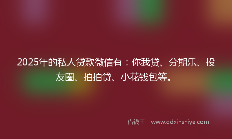 2025年的私人贷款微信有：你我贷、分期乐、投友圈、拍拍贷、小花钱包等。