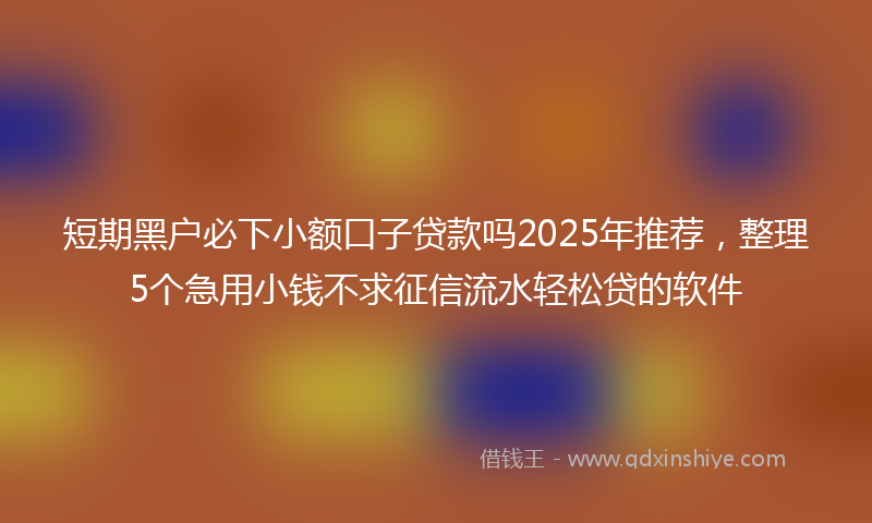 短期黑户必下小额口子贷款吗2025年推荐，整理5个急用小钱不求征信流水轻松贷的软件