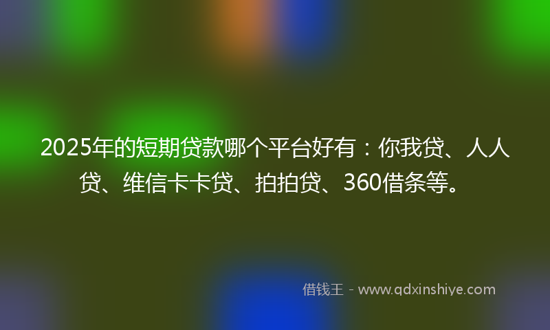 2025年的短期贷款哪个平台好有：你我贷、人人贷、维信卡卡贷、拍拍贷、360借条等。