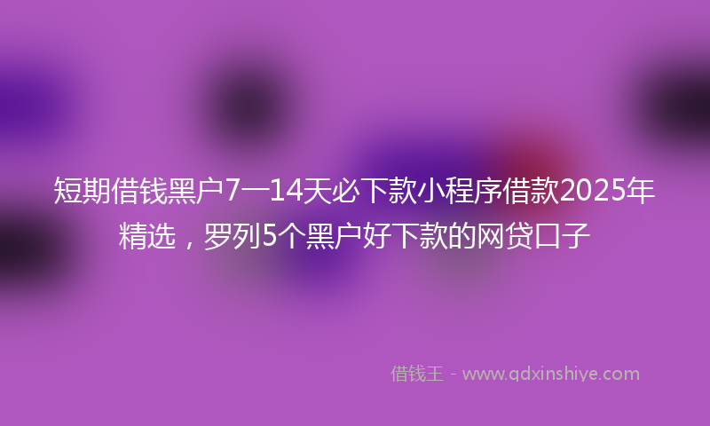 短期借钱黑户7一14天必下款小程序借款2025年精选，罗列5个黑户好下款的网贷口子