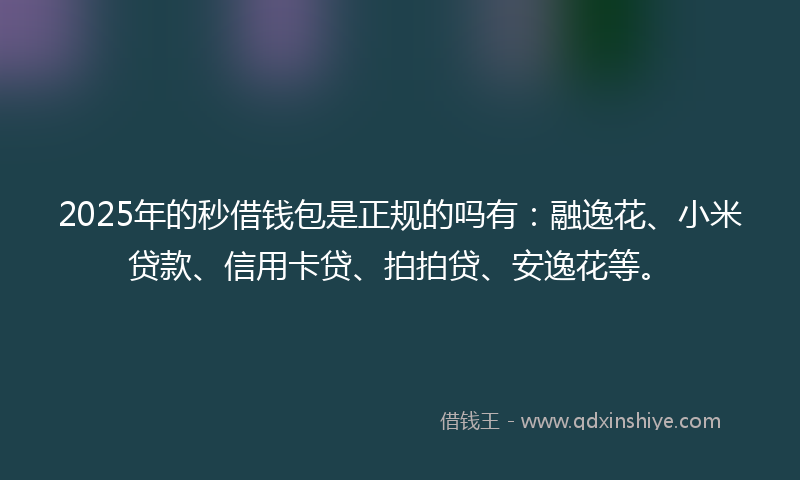 2025年的秒借钱包是正规的吗有：融逸花、小米贷款、信用卡贷、拍拍贷、安逸花等。