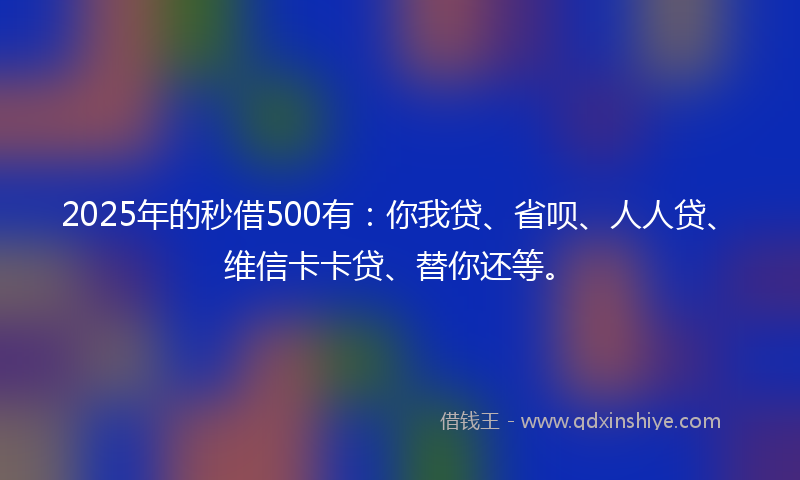 2025年的秒借500有：你我贷、省呗、人人贷、维信卡卡贷、替你还等。