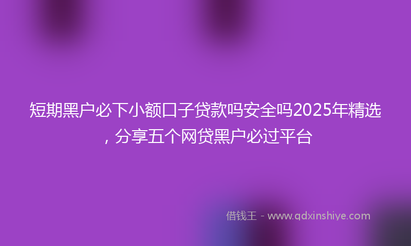 短期黑户必下小额口子贷款吗安全吗2025年精选，分享五个网贷黑户必过平台