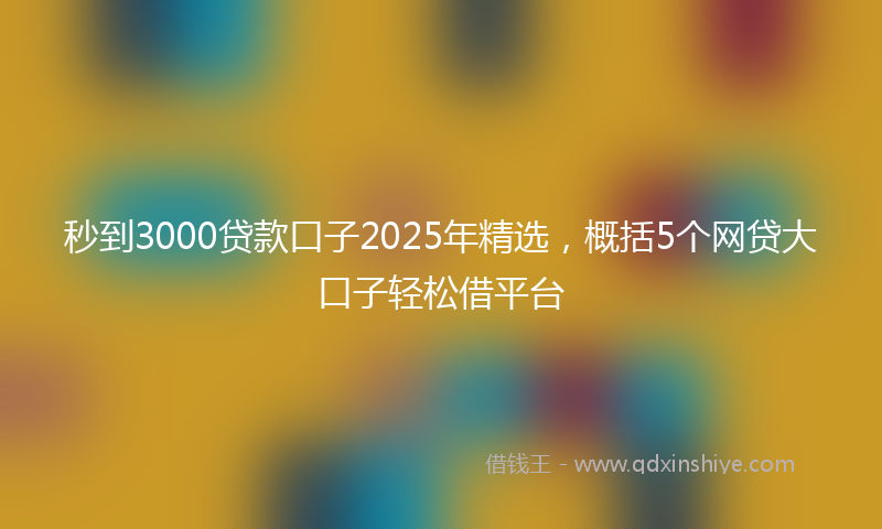 秒到3000贷款口子2025年精选，概括5个网贷大口子轻松借平台