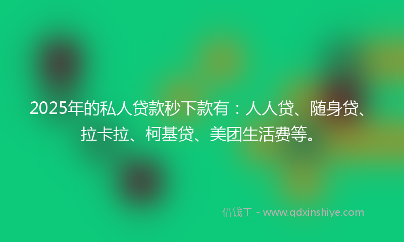 2025年的私人贷款秒下款有：人人贷、随身贷、拉卡拉、柯基贷、美团生活费等。