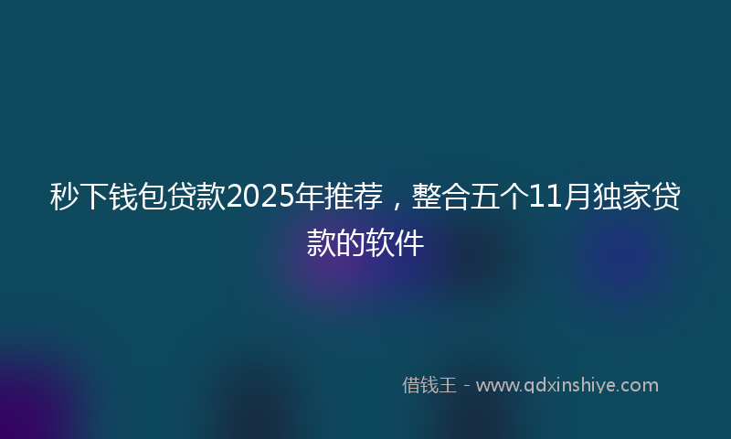 秒下钱包贷款2025年推荐，整合五个11月独家贷款的软件