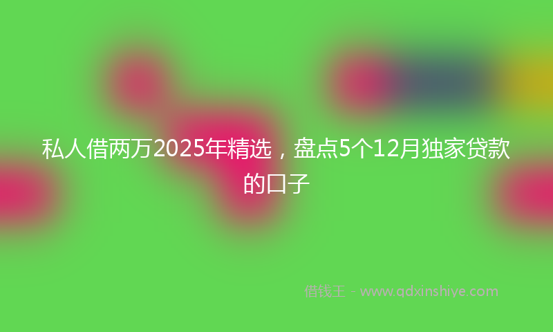私人借两万2025年精选，盘点5个12月独家贷款的口子