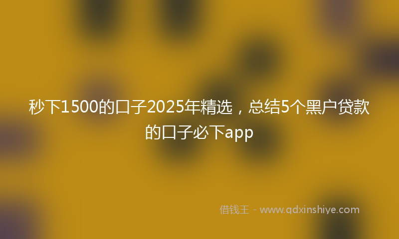 秒下1500的口子2025年精选，总结5个黑户贷款的口子必下app
