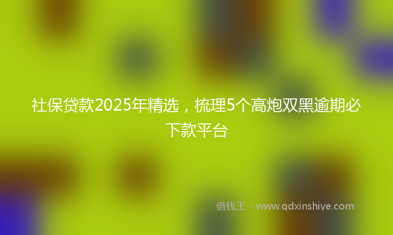 社保贷款2025年精选，梳理5个高炮双黑逾期必下款平台