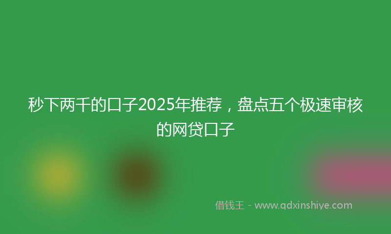 秒下两千的口子2025年推荐，盘点五个极速审核的网贷口子