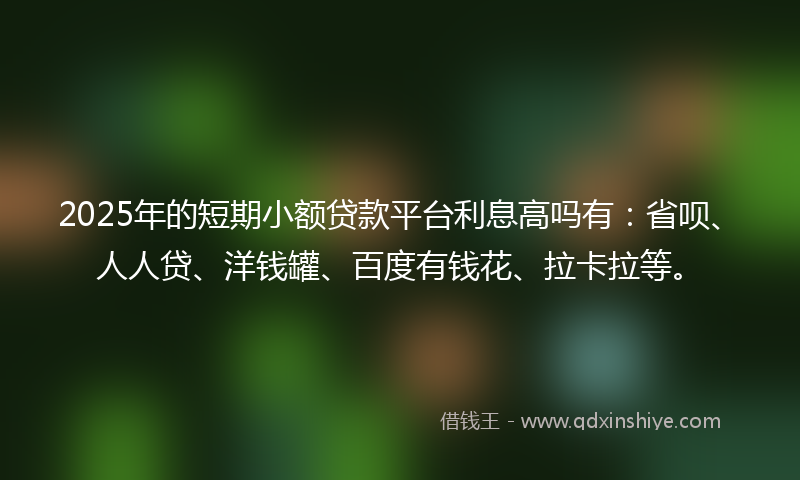 2025年的短期小额贷款平台利息高吗有：省呗、人人贷、洋钱罐、百度有钱花、拉卡拉等。