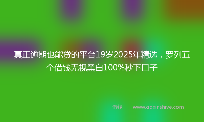 真正逾期也能贷的平台19岁2025年精选，罗列五个借钱无视黑白100%秒下口子