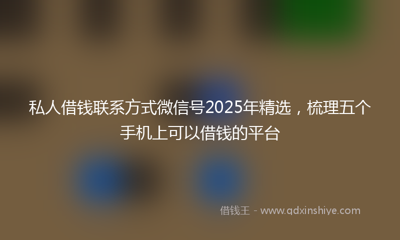 私人借钱联系方式微信号2025年精选，梳理五个手机上可以借钱的平台