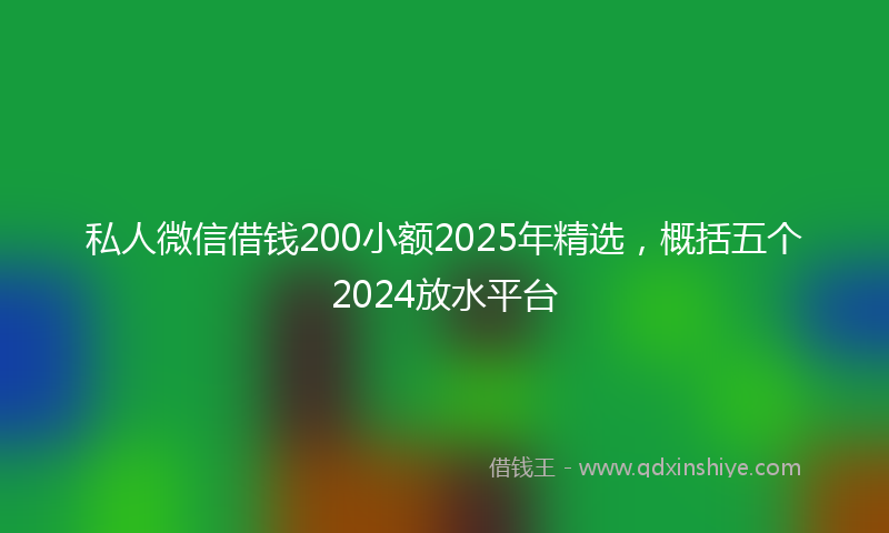 私人微信借钱200小额2025年精选，概括五个2024放水平台