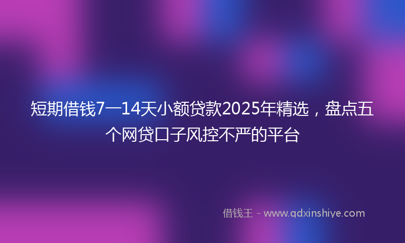 短期借钱7一14天小额贷款2025年精选，盘点五个网贷口子风控不严的平台