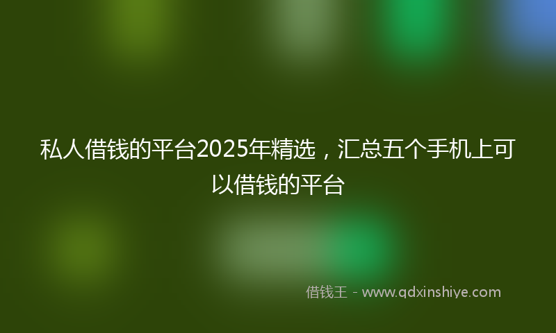 私人借钱的平台2025年精选，汇总五个手机上可以借钱的平台