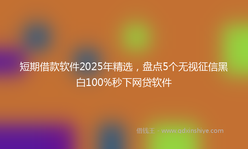 短期借款软件2025年精选，盘点5个无视征信黑白100%秒下网贷软件